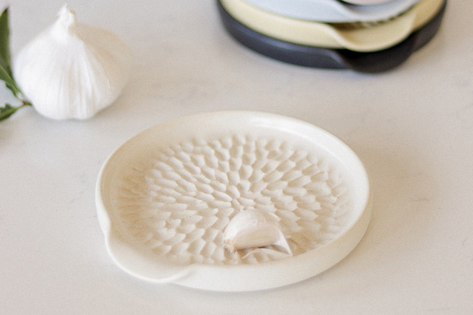Handmade ceramic garlic grater.