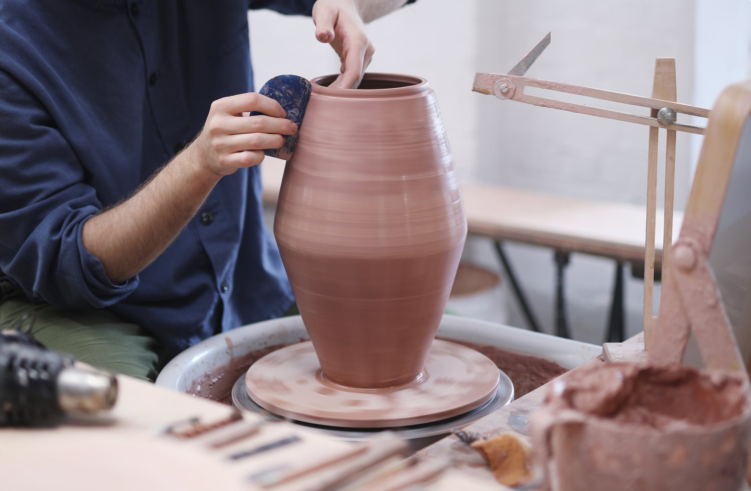 large vase thrown on the wheel.
